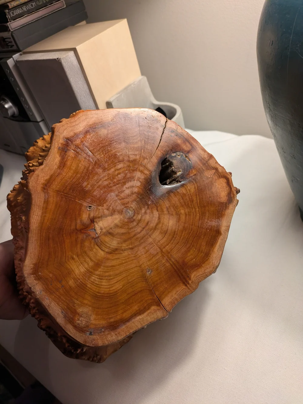Handcrafted Burl Wood Root Basket Bowl Natural Brown Vintage 10x9 Inches MCM